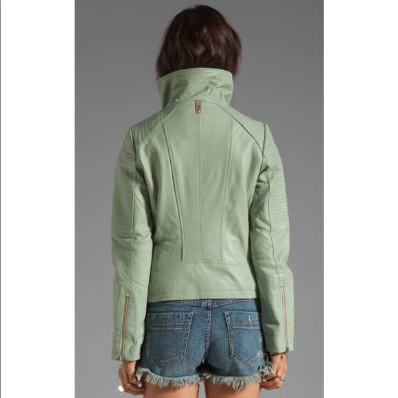 Mackage Gabby Classic Leather Jacket in Mint - Picture 3 of 13
